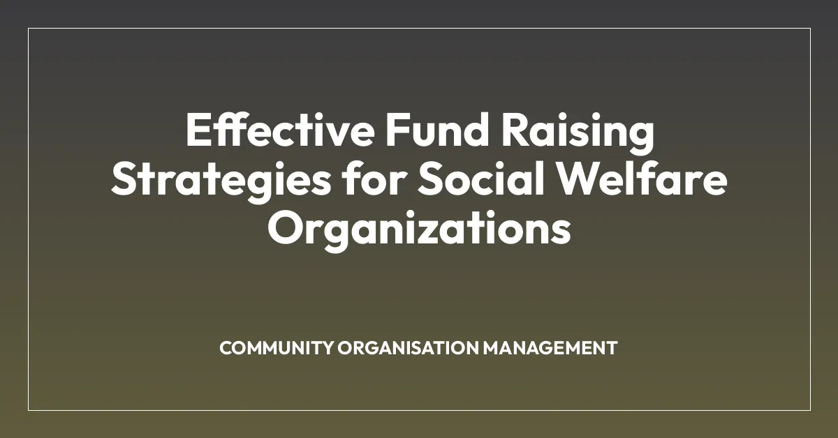 Effective Fund Raising Strategies for Social Welfare Organizations